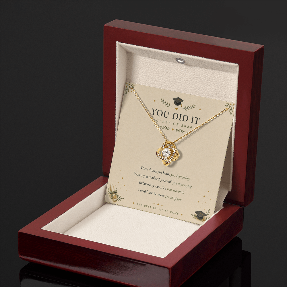 Class of 2026 Love Knot Necklace — Graduation Gift for Her | The Best is Yet to Come | Gift Box Included