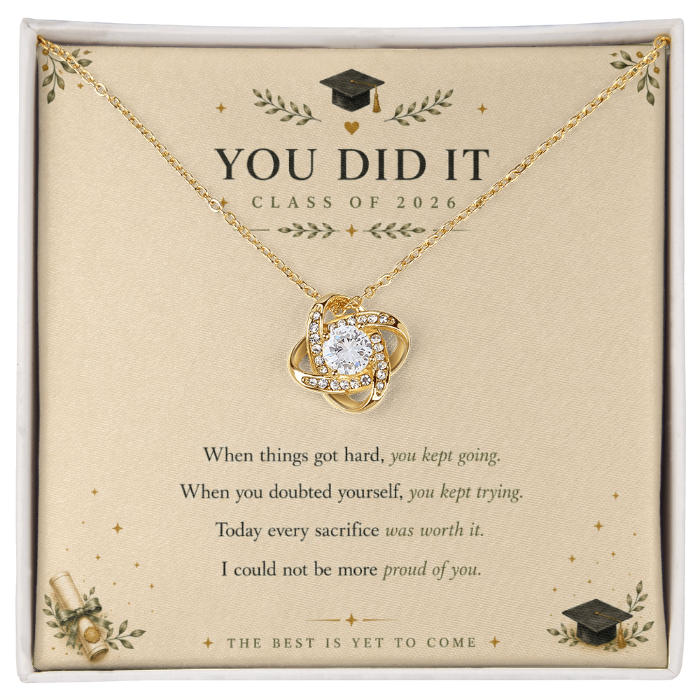 Class of 2026 Love Knot Necklace — Graduation Gift for Her | The Best is Yet to Come | Gift Box Included