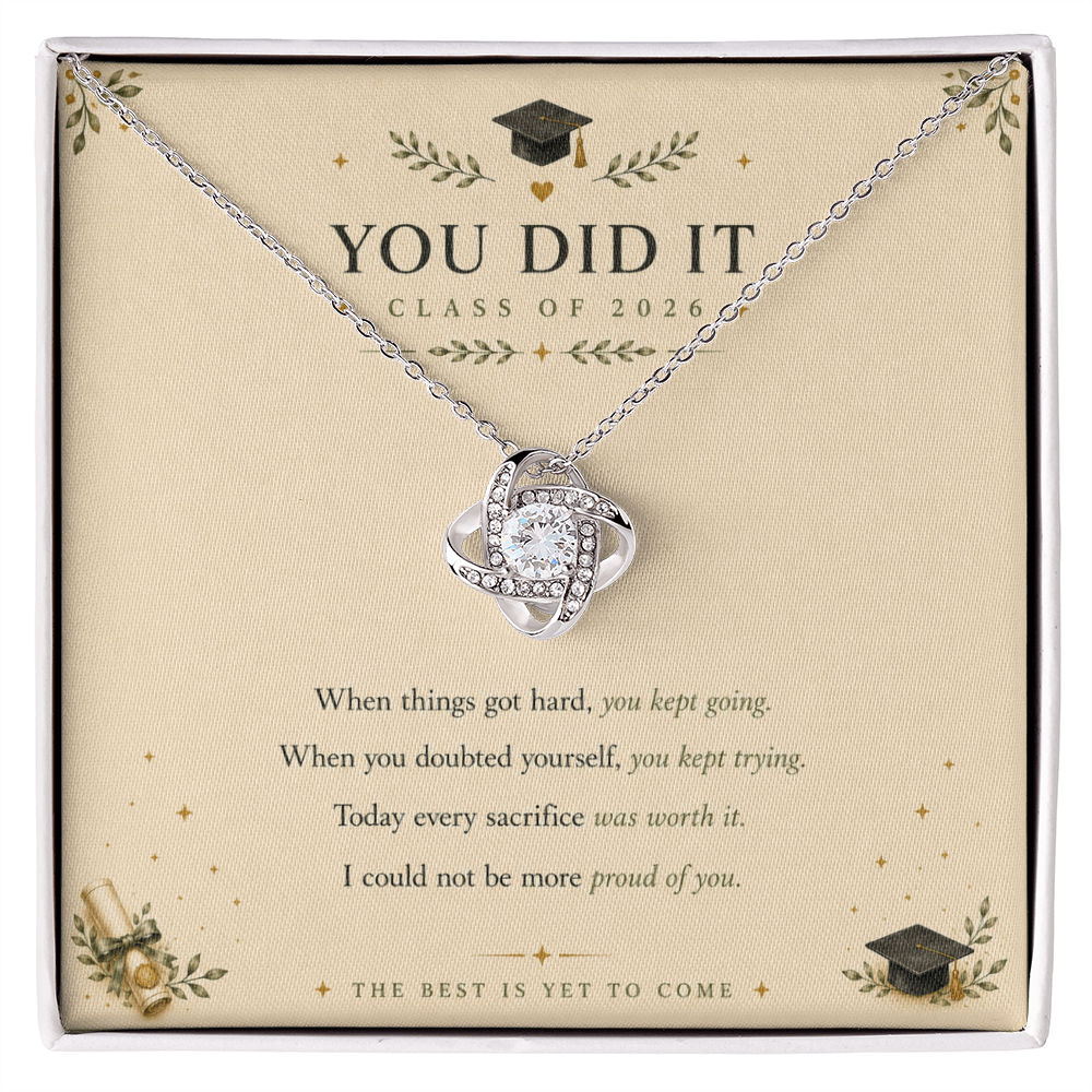Class of 2026 Love Knot Necklace — Graduation Gift for Her | The Best is Yet to Come | Gift Box Included