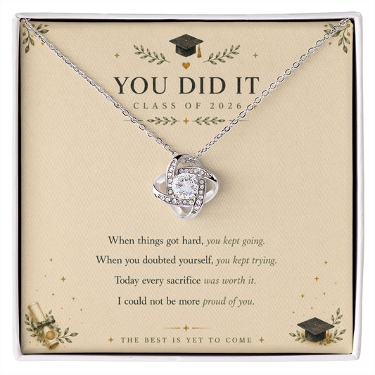 Class of 2026 Love Knot Necklace — Graduation Gift for Her | The Best is Yet to Come | Gift Box Included