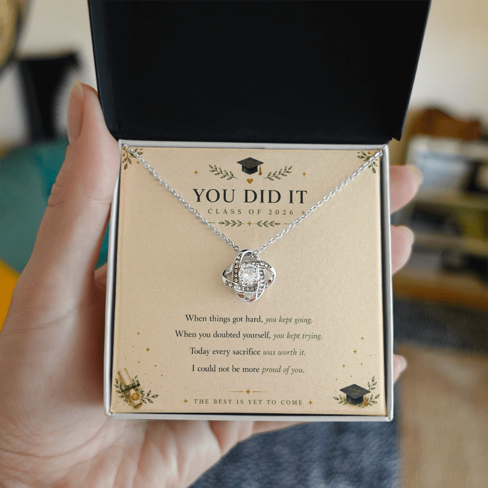 Class of 2026 Love Knot Necklace — Graduation Gift for Her | The Best is Yet to Come | Gift Box Included
