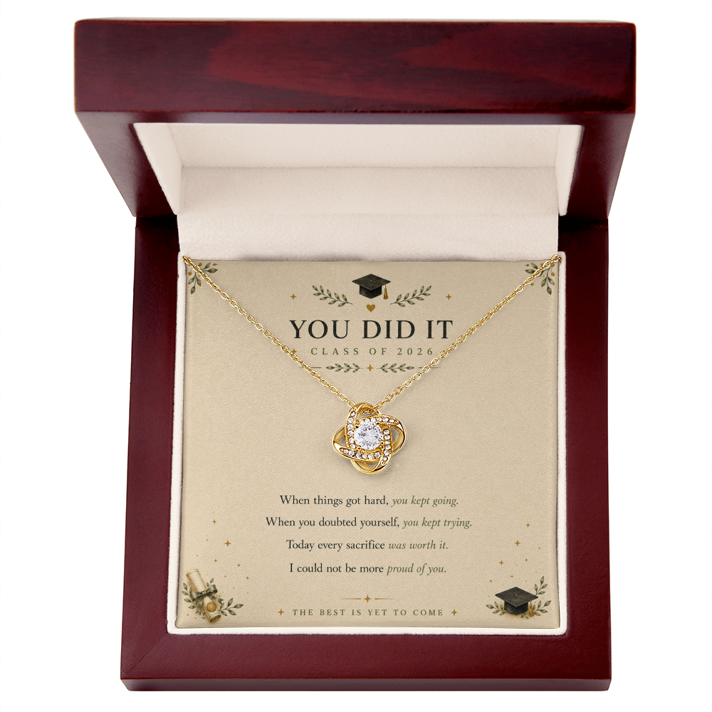 Class of 2026 Love Knot Necklace — Graduation Gift for Her | The Best is Yet to Come | Gift Box Included